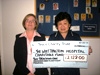 Sister Fei accepting the donation from Sandy Moss, Tesco.
